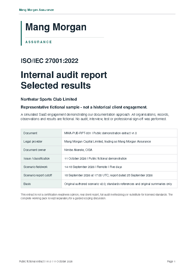 Preview of the fictional audit report